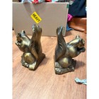 Vintage 1975 Scc Bronze Brass Squirrels Acorns Bookends Pair Set