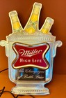 Vintage Miller High Life Lighted Bucket Beer Bottles Light Sign Display