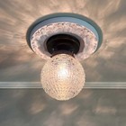 Antique Vintage 1930s Pebbled Glass Brass Flush Mounted Ceiling Light Fixture