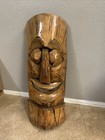 Vintage Hand Carved Wooden Wood Carved Tiki Mask Tribal Happy Tiki  26   x 12   
