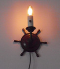 Vintage  Nautical  Wood brass  Ship Wheel  Wall Sconce  Light Fixture  Rewired 