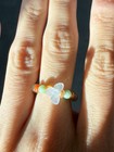 Natural Burmese Type A Jadeite Jade     Handmade Icy Bee Stretch Ring