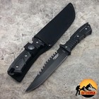 Full Tang Black Survival Fixed Blade Hunting Bowie Knife Sawback   Sheath 10 