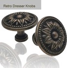 Vintage Flower Shape Cabinet Drawer Knobs  Antique Bronze Dresser Drawer Handles