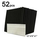52pack 12 x12 x1  Black Acoustic Panel Recording Studio Sound Absorb Foam Decora