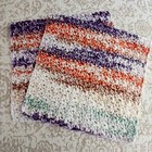Set Of 2 Handmade Crochet Cotton Dishcloths  Washcloths   8   8  Sunsetting 