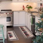 Kitchen Mat Christmas Set Of 2 buffalo Plaid Xmas Tree Merry Black beige