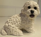 Living Stone Critters Bichon Frise Dog Figurine Sitting Puppy 4 5  Tall White