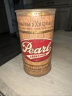 Pearl Lager Beer Flat Top Beer Can  san Antonio Tx Wood Grain Background