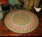 Primitive Antique Vtg Style 15  Braided Jute Candle Mat Large Round Trivet  09