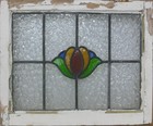 Floral Midsize Old English Leaded Stained Glass Window 24 25  X 20 
