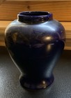 Vintage Japanese Cobalt Blue Porcelain Vase   Crane Design With Gold Accents
