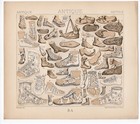 Shoes   Sandals - Ancient Footwear Boot Middle Ages 1888 Antique Print W Video