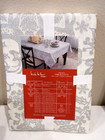 New Nicole Miller Christmas Holly Reindeer Tablecloth 60x104 Stars Silver Ivory