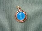 Vintage Catholic Medal St  Michael The Archangel Blue Enamel Gold Finish