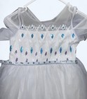 Girls Frozen Elsa Costume Dress 140 7 8 M Long Train White Purple Sequins Mesh