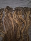 Clip-in Wavy Human Hair Extensions Highlighted Brown light Brown 22-24 Inches  