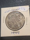 1944 Canada King George Fifty 50 Cents Half Dollar Silver Coin  0936