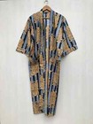 Indian Tiger Printed 100  Cotton Robe Long Kimono Sleepwear Night Kimono Dress