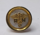 Vintage Rn Registered Nurse Cufflinks Medical Caduceus Staff Round Gold Toned