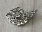Vintage Art Deco Design Silver Tone Clear Rhinestone Brooch Pin