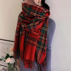 Women Fashion Scottish Tartan Scarf Plaid Warm Long Shawl Wrap Valentine Day Gif