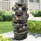 40 55in Resin Waterfall Fountain     Mountainside Led Outdoor Decor