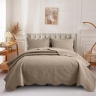 Embossed Quilted Bedspread 3 Piece Reversible Coverlet Microfiber Set Queen Size
