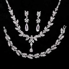 Luxury Dangle Earrings Necklace Elegant Cz Wedding Banquet Party Jewelry Set