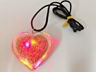 Led Flashing Gold Heart Necklace Light-up Blinking Sparkle Valentine Pendant Us