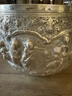 Antique East Asian Burmese 950 Silver Repousse Thabeik Bowl
