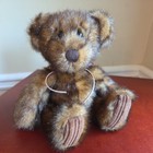 Vintage First   Main Brown Minky Teddy Bear   1402 Plush Leather Bow