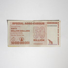 100 Zimbabwe Banknotes   50 Billion Dollars  2008 - Special Agro-cheque  Used