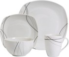 Alec 16pc Soft Square Porcelain Dinnerware Set White