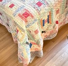 Antique  1930s Hand Stitched And Pieced Log Cabin Patchwork  Quilt  Zz799