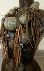 Luxuryberber Enamel Egg Necklace  Tribal Leather Fringe Statement Piece