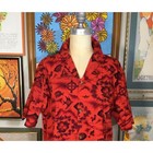 Vintage 1950s Ui-maikai Hawaiian Shirt Red Cotton Nautical Print Fish Boat Tiki