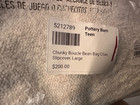 Pottery Barn Teen Chunky Boucle Ivory Bean Bag Chair Large Slipcover New W tags