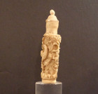 Antique Chinese Hand-carved Bovine Bone Snuff Bottle W  Horse  Flowers   Birds