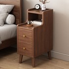 Narrow End Table Sofa Bedside Table Slim Solid Wood Nightstand With 2 Drawers Us