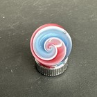 Contemporary Handmade Art Glass Marble  75  Red White Blue Cane Swirl Twist Mib