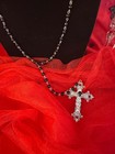 Gothic Necklace  the Rosary Series - The Long Cross  - 28  With 8  Drop