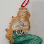 Mermaid Ornament Flowing Blond Hair Green Tail Christmas  Beach  Nautical Decor