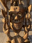 Vintage Hand Carved Handmade African Wooden Mask Sculpture With Animal Motifs