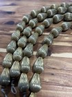 Vintage Mid Century Gold Tone Fluted Ribbed Teardrop Metal Bead Strand 12in