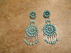 3 3 8  Magnificent Native Southwestern Sterling Petit Point Turquoise Earrings