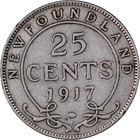 1917 C 25 Cents Newfoundland Canada Silver   Fine
