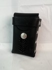 Black Leather Cigarette Tobacco Lighter Case Silver Studded Accents New 