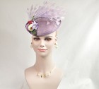Lavender Feather Flower With Sinamay Fascinator Hat Kentucky Derby Wedding Tea  