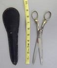 Vintage Antique Dressmaker Sewing Shears Scissors Tooled Leather Case